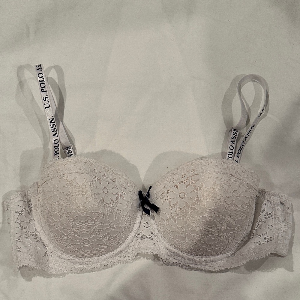 U.S. Polo ASSN | White lace balconette push up bra 36C